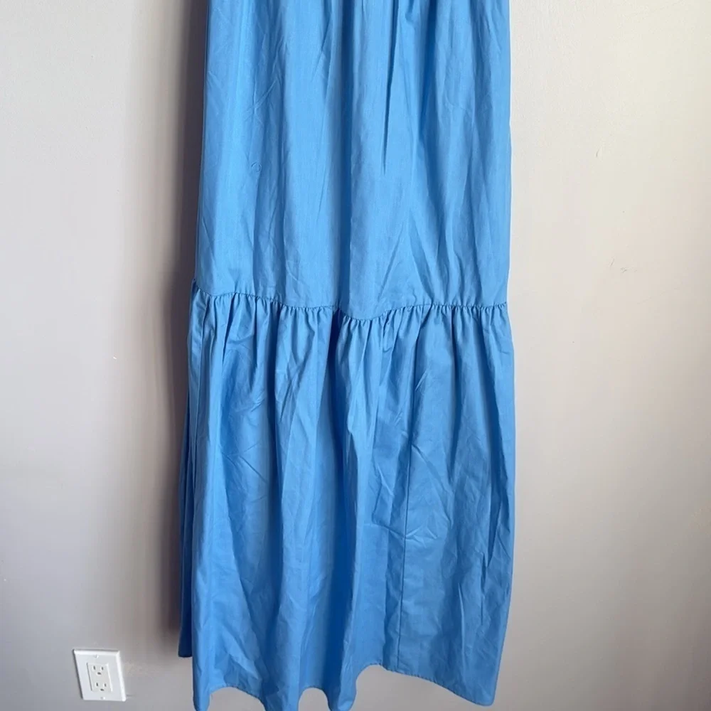 NEW Abercrombie & Fitch poplin bow back ruffle strap maxi dress XS